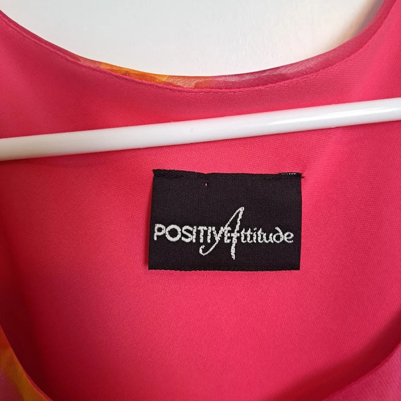 Positive Attitude Pink Orange Floral Chiffon Fairy Romantic Maxi Dress Sz Small - Picture 3 of 5